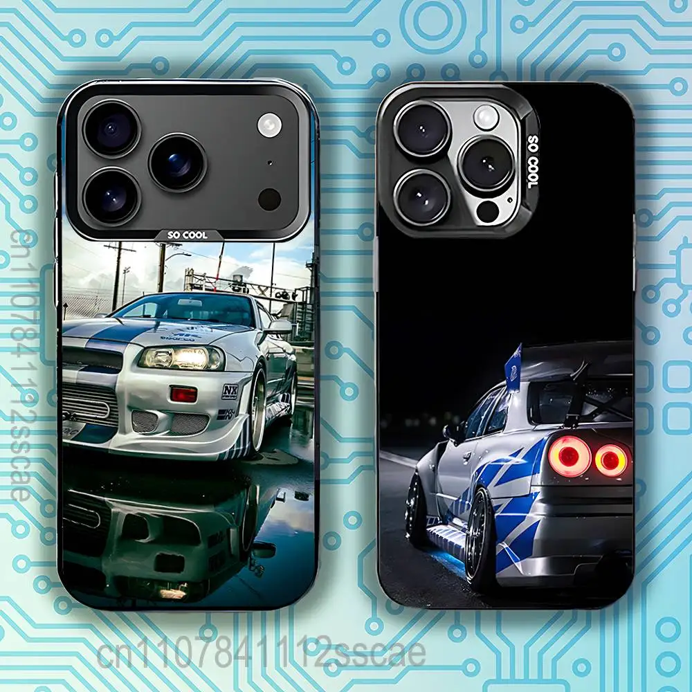 

Fasts AND Furious R34 CAR Phone Case For iPhone 17,16,15,14,13,12,11,Pro,Max,Plus,E,Air,Mini Anti Fall Black Bumper