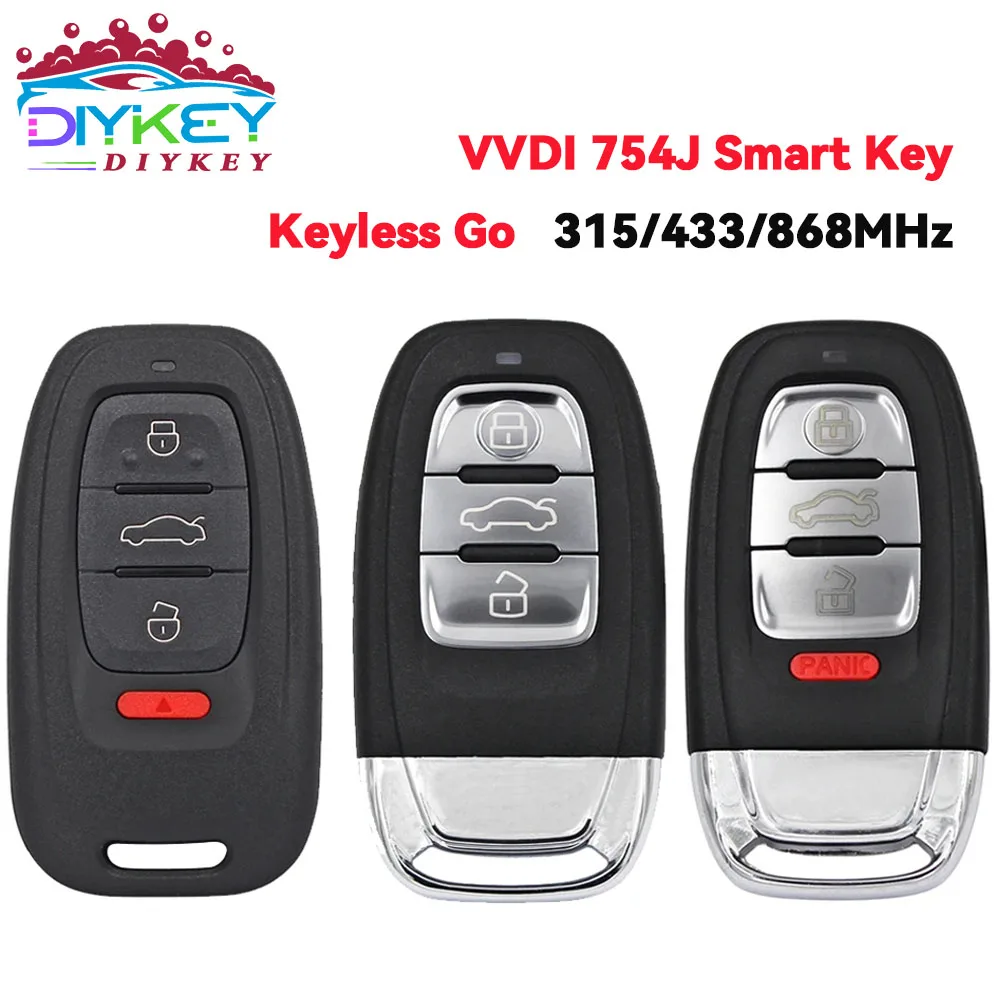 DIYKEY 315/433/868MHz 754J 754D/H/F/C/B Keyless Entry Go Remote Key For Audi A4 A6L A7 Q5 A4L A8L