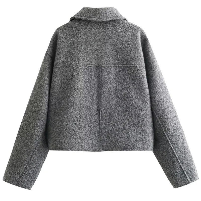 HXAO Tweed Bomber giacche autunno inverno cappotto femminile nuovo In capispalla donna Crop manica lunga cappotti solidi giacca college Casual