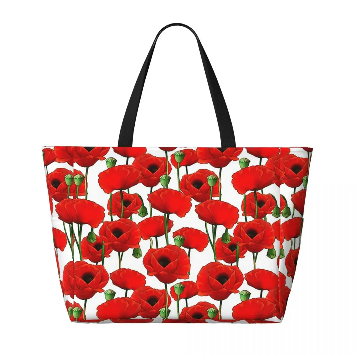 حقيبة حمل على الشاطئ بنمط الخشخاش، حقيبة رياضية لليوجا، حقيبة حمل كبيرة للنساء، حقيبة سفر للياقة البدنية