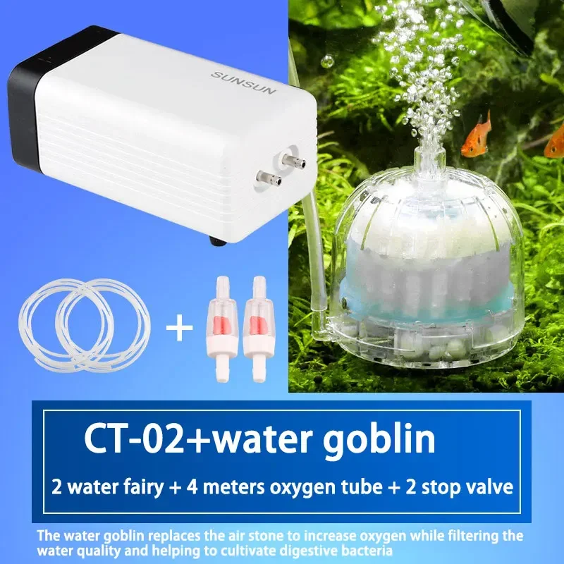 Fish tank oxygen pump set, aquarium accessories aerator ultra-quiet fish submersible pump single and double air outlet pump