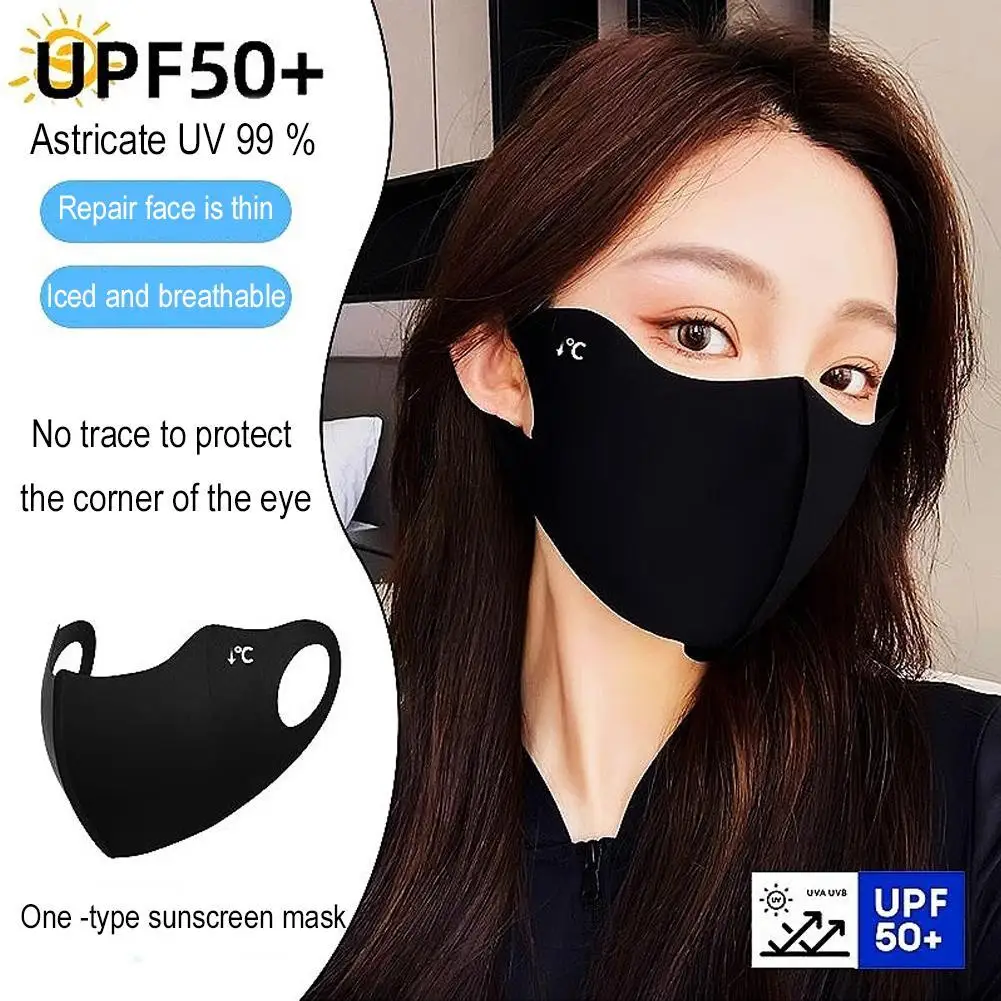 

UPF50+ Sunscreen Mask Women Summer Ice Silk Breathable Face Mask UV Protection Eye Corner Protection 3D Traceless Face Scarf