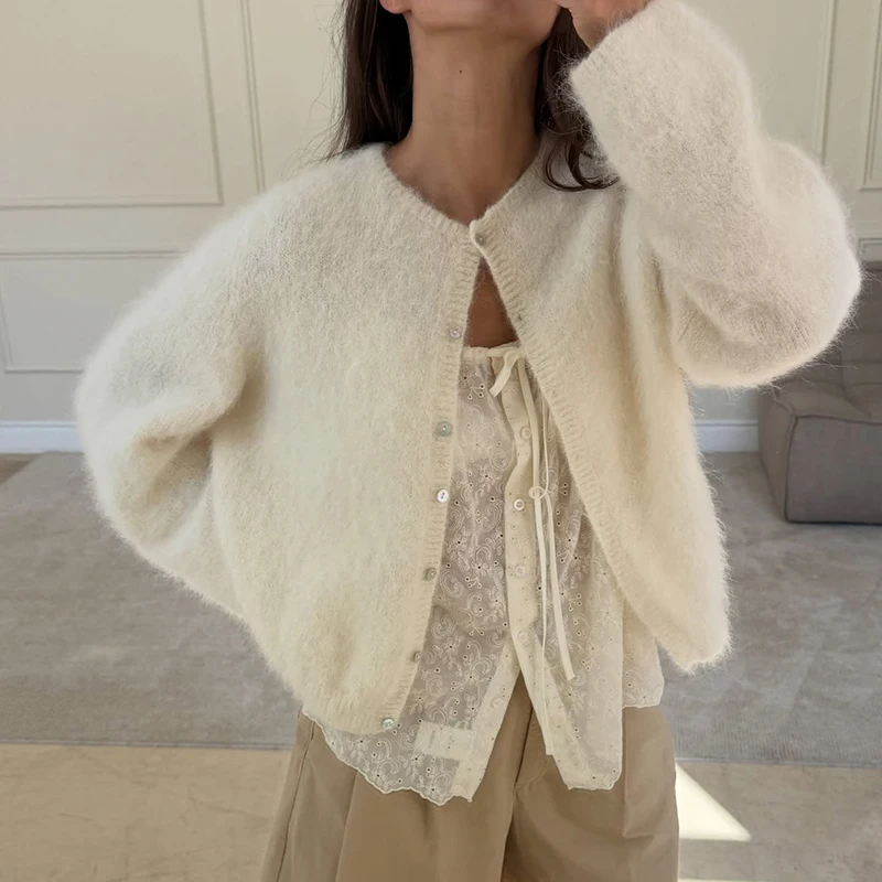 New Autumn Wool Short Cardigan 2026 O Neck Single Breasted Multi Color Women Sweater Warm Comfortable Long Sleeved Sweater Coat