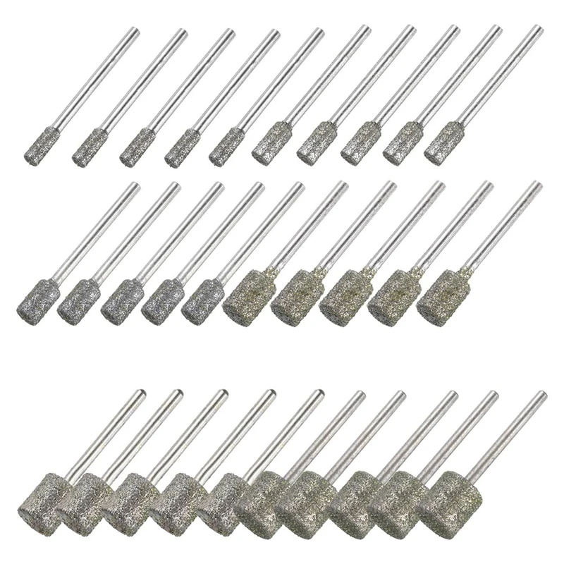 

Diamond Grinding Burrs Drill Bit 1/8 Inch Shank 4/5/6/8/10/12Mm Dia Cylindrical Diamond Mounted Point Bits For Carving
