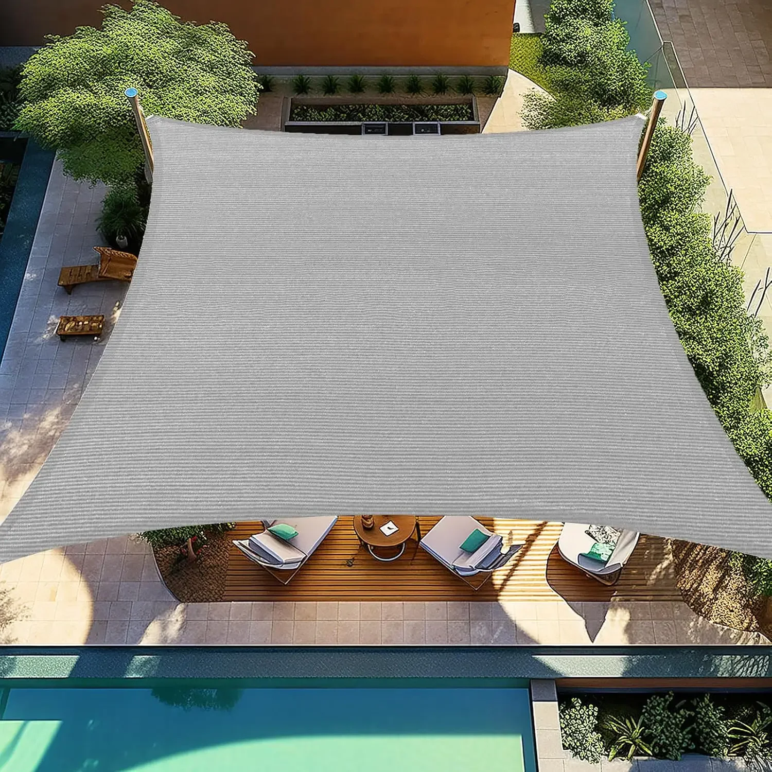 Sun Shade Sail Rectangle Canopy 20 ftx 20   Sail Shade Sun Shades for Patios Light Grey