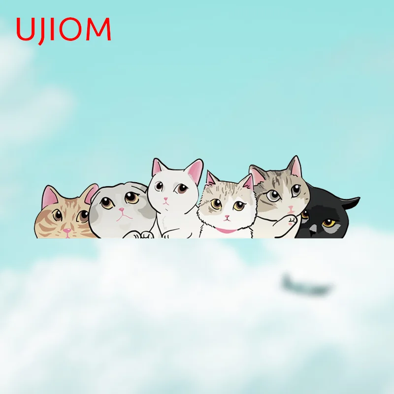 UJIOM Cats Collective Peeking Wall Sticker Window Glass Decal Bedroom Waterproof Scratch Resistant Living Room Accessories