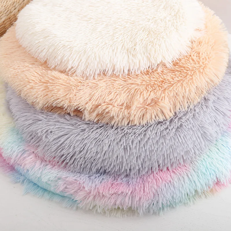 Soft Plush Round Cat Bed Mat for Small Dogs Cats Cozy Fleece Pet Sleeping Mat Kitten Puppy Nest Warm Pet Cushion Cat Accessories