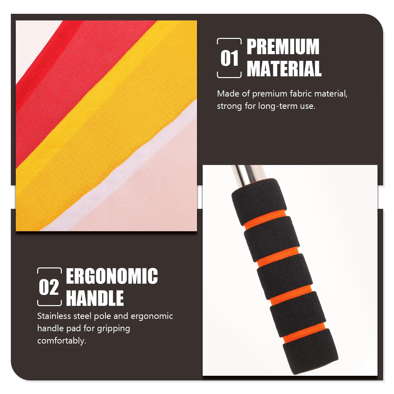 

3pcs Traffic Signal Referee Warning Signal Flags Sports Accessory Lightweight Stainless Steel Pole Outdoor Football