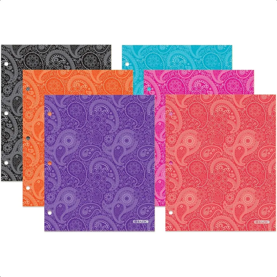 

BAZIC 2 Pockets Paper Folder Paisley Portfolio Letter Size Folders Holder for Office Busin Document Papers Organizer Assorted C