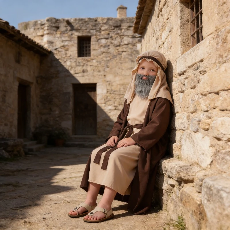 

Arab Grandpa Costume Brown Middle Eastern Shepherd Elder Dress Halloween Cosplay