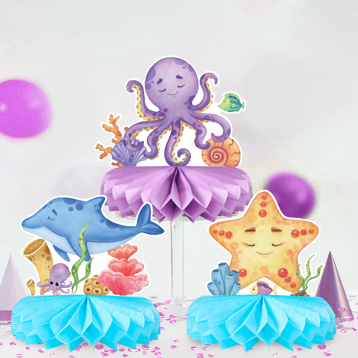 Ocean Animals Birthday Decorations Disposable Tablecloth Plates Cups Napkins Banner Under The Sea Party Decorations Baby Shower
