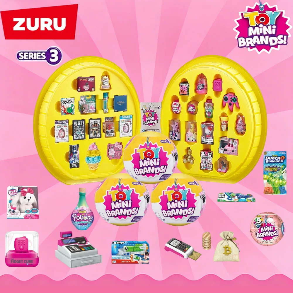 Zuru 5 Surprise Mini Brands Juguetes Serie 3 Caja Sorpresa Coleccionables Misteriosos 90 Minis Modelo de Simulación Serie Supermercado