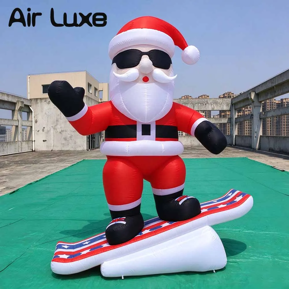 Giant Inflatable Rocking Santa Tunnel Tent 5m/17ft High Portable Outdoor Christmas Entrance Dome Decor with Guitar Feature