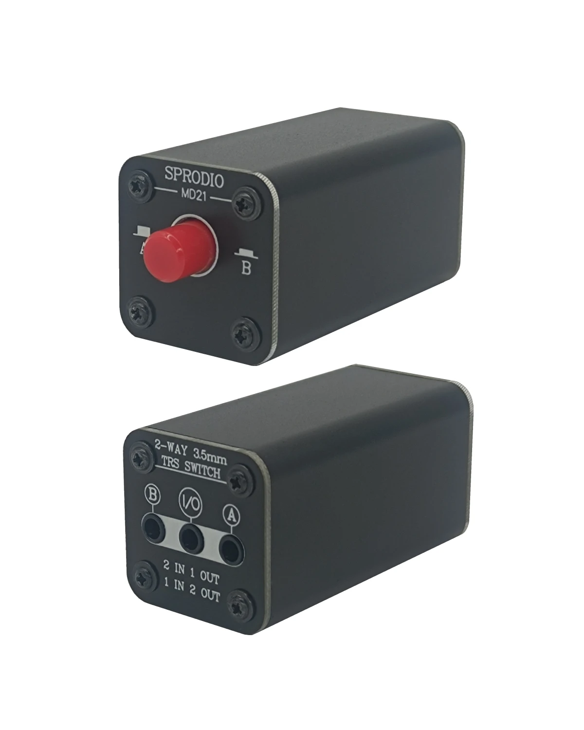 MD21 2 Port Stereo 3.5mm Audio switcher selector Passive 1/8 TRS A/B Switch with Ground Switching