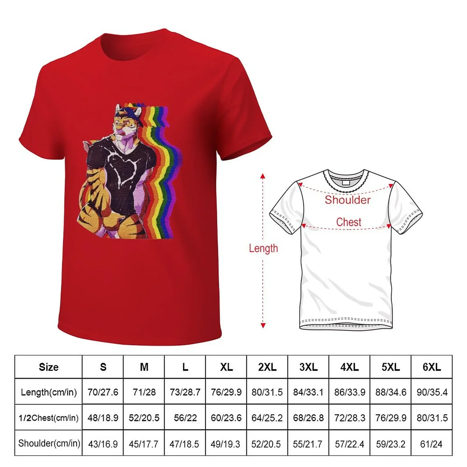 Sexy furry tiger bara with vintage rainbow flag T-Shirt boys t shirts hippie clothes cat shirts mens clothes