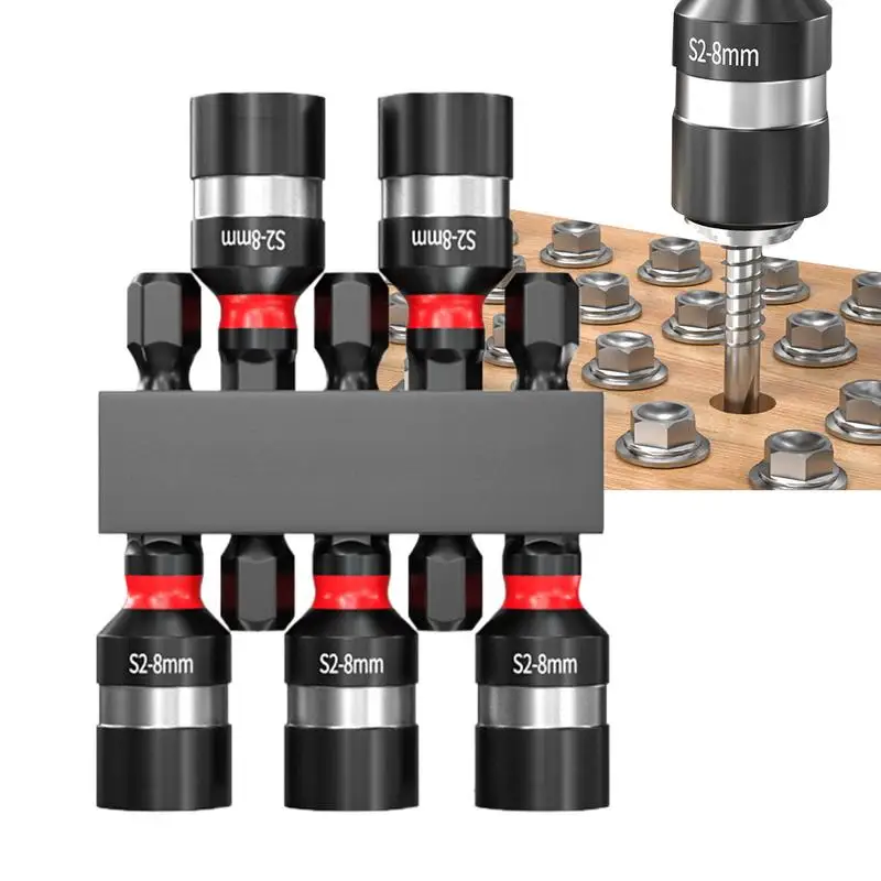 

Magnetic Nut Driver Set For Drill Screwdriver Socket Set 5x Chuck Socket Magnetic Holder Hex Quick Change Tool Wrench Setters