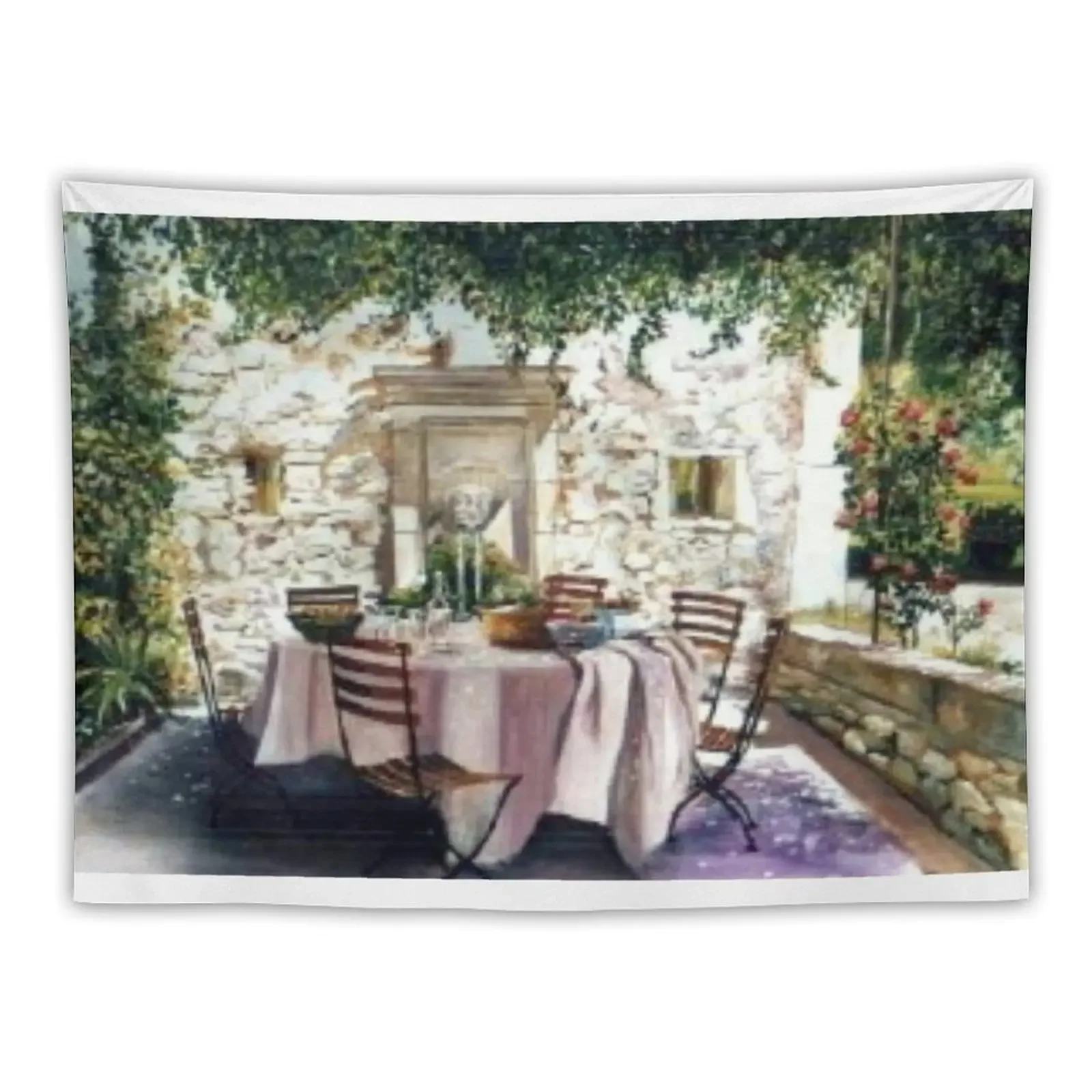 

terrace in Provence, Provencal landscape, idleness, Provencal house Tapestry Wall Hanging Decor Decorative Wall Mural Tapestry