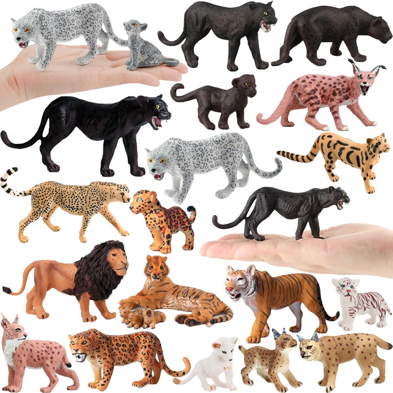 Figura de Animal salvaje de simulación, zoológico, nieve, leopardo, León, tigre blanco, guepardo, Pantera, modelo Lynx, figura de acción, juguetes educativos para niños
