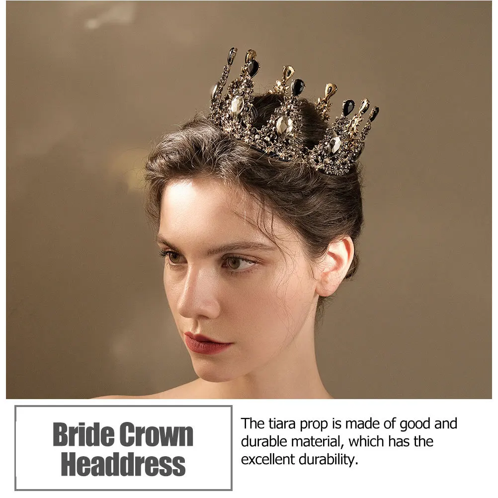 

Retro Rhinestone Crown Bridal Headdress Exquisite Wedding Tiara Charming Bride Crown Headdress for Wedding Proposal Party