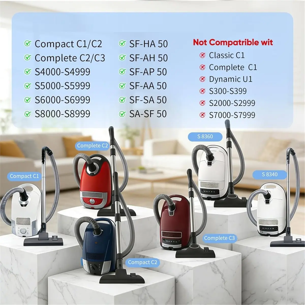 Комплект из 4 фильтров C3 A99T для пылесосов Compact C1&C2, Complete C2&C3, S8340, Clean 50 для S4000