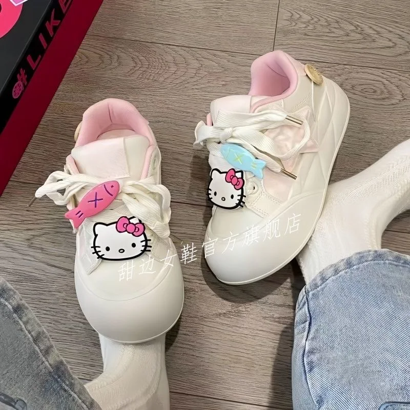 

Ugly and Cute Big Head White Shoes Women's Thick Bottom Casual Shoes Autumn New Hello Kitty Student Bread Shoes Board Shoes