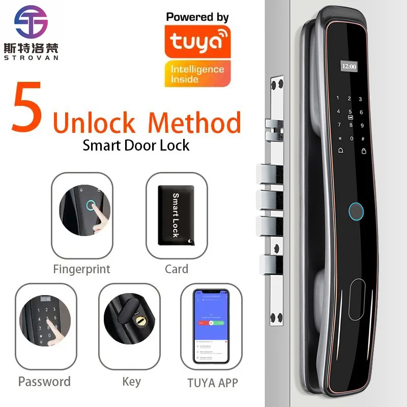 STLF 야외 스마트 도어락 와이파이 앱 스마트 도어락 알루미늄 지문 홈 디지털 핸들 투야 스마트 도어락