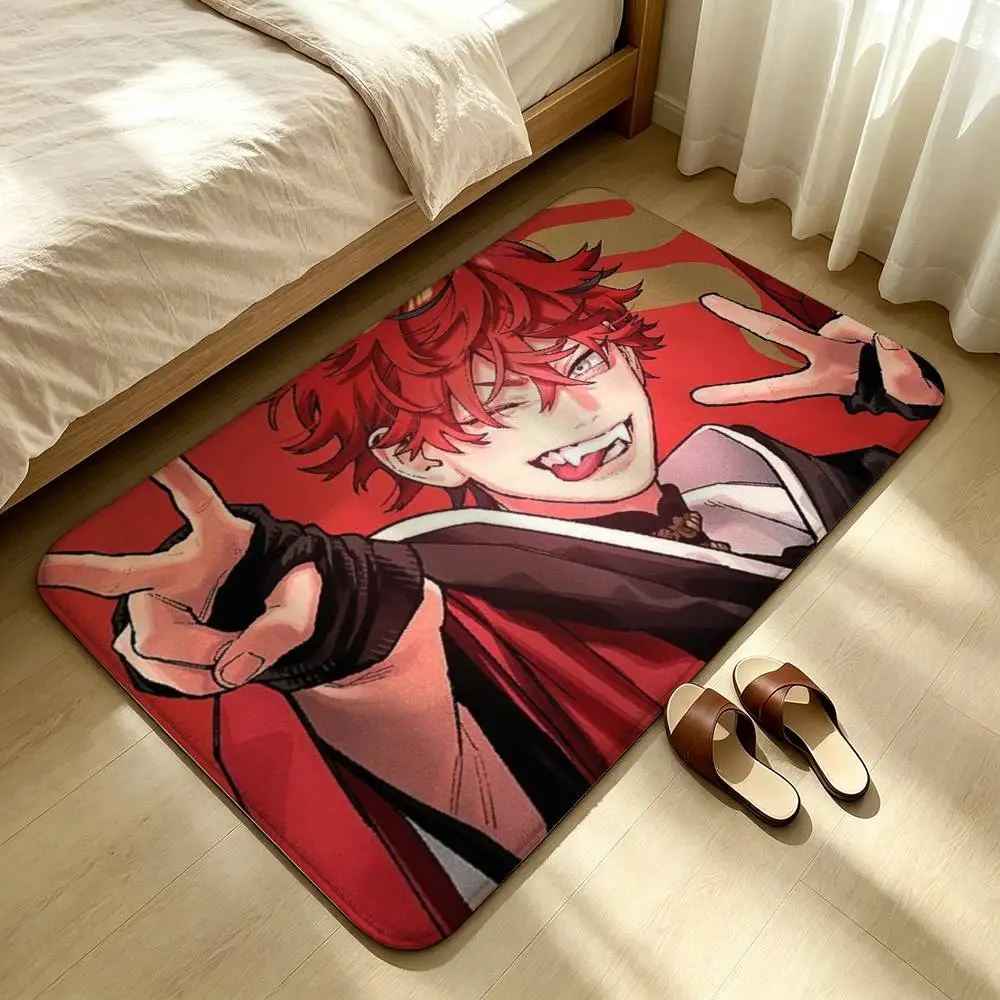 Red hair anime boy game Sol Shower Room Absorbent Small Floor Mat Soft Comfortable Decorative Foot Mat