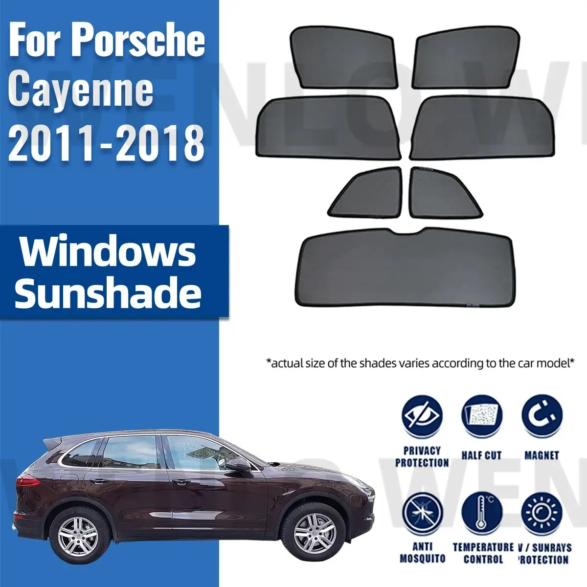 

For Porsche Cayenne 2011-2016 2017 2018 Magnetic Car Sunshade Front Windshield Curtain Rear Side Window Sun Shade Shield