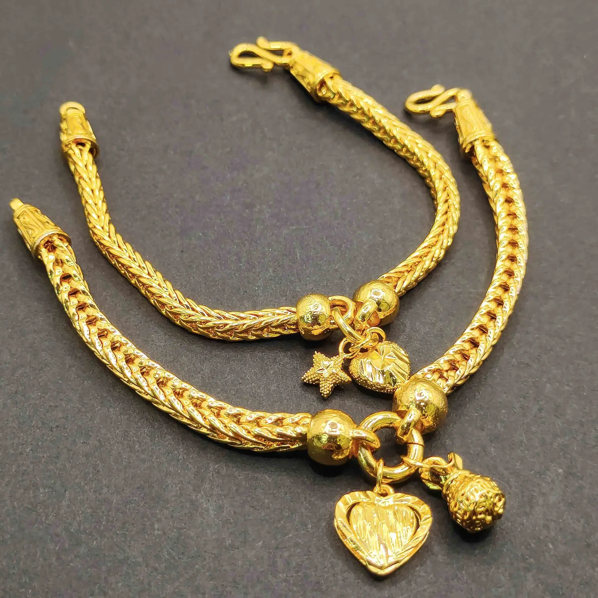Luxury 24K 9999 Pure Gold real gold  women's Hip Hop Keel Bracelet Middle Eastern Bracelet