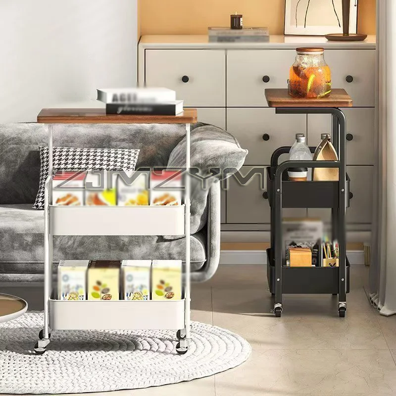 Multi Layer Rolling Storage Rack with Wheels Double Tier Open Shelf Organizer Utility Cart for Home Office Kitchen image 4