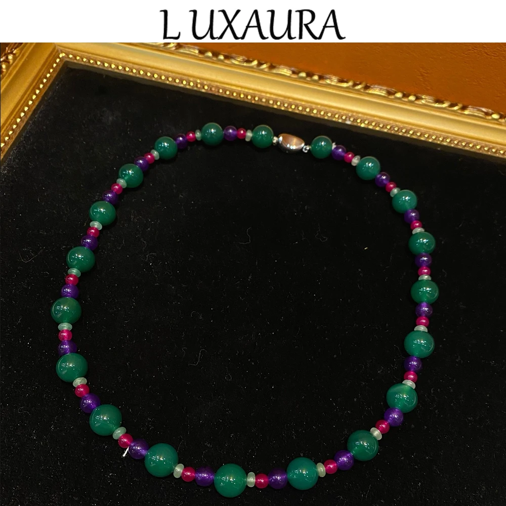 

Vintage fashion classic copper plated 18K green natural Rhine stone paired with bohemian women's jewelry necklace