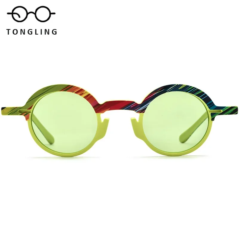 New Handcrafted Men Color-Matched High-Quality Acetate Round Fashion Driving Women Outdoor Travel UV Protection Sunshade Glasses
