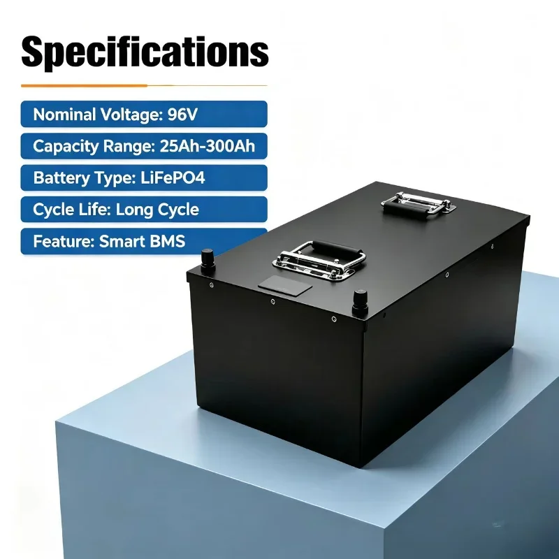 32S 96V LiFePO4 Battery Pack with BMS & Charger, 25Ah 50Ah 70Ah 100Ah 120Ah 150Ah for Electric Motorcycle, Tour Car, Van & Off-G