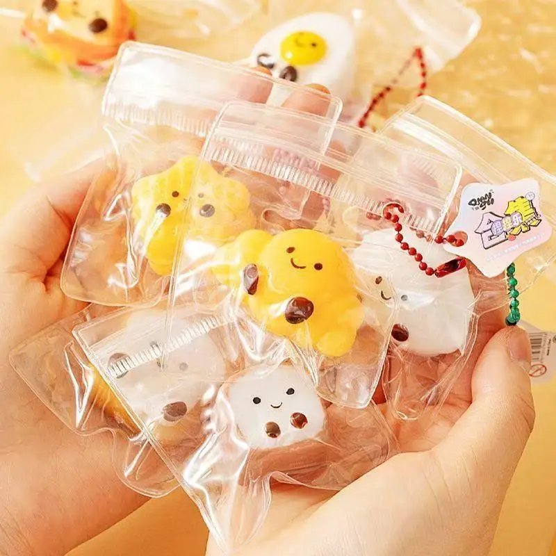 【Paz】5 pçs dos desenhos animados comida squeeze brinquedo mini lento alívio do estresse brinquedos chaveiro pingente descompressão brinquedos sensoriais para crianças adultos