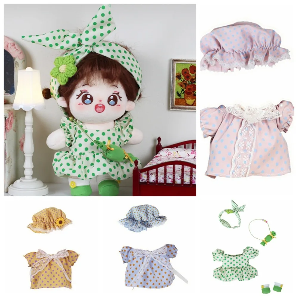 

1 set Spotted Skirt 20cm Cotton Doll Dress Dress Up Outfit Cotton Doll Clothes Suit Kawaii Mini Plush Doll Clothes