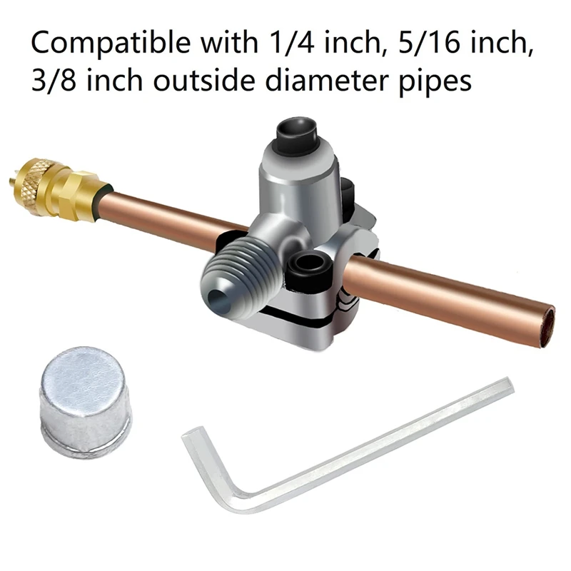 Piercing Valve Line Tap Valve Compatible With 1/4, 5/16, 3/8Inch Outside Diameter Pipes,1/4 SAE Service Access Valve