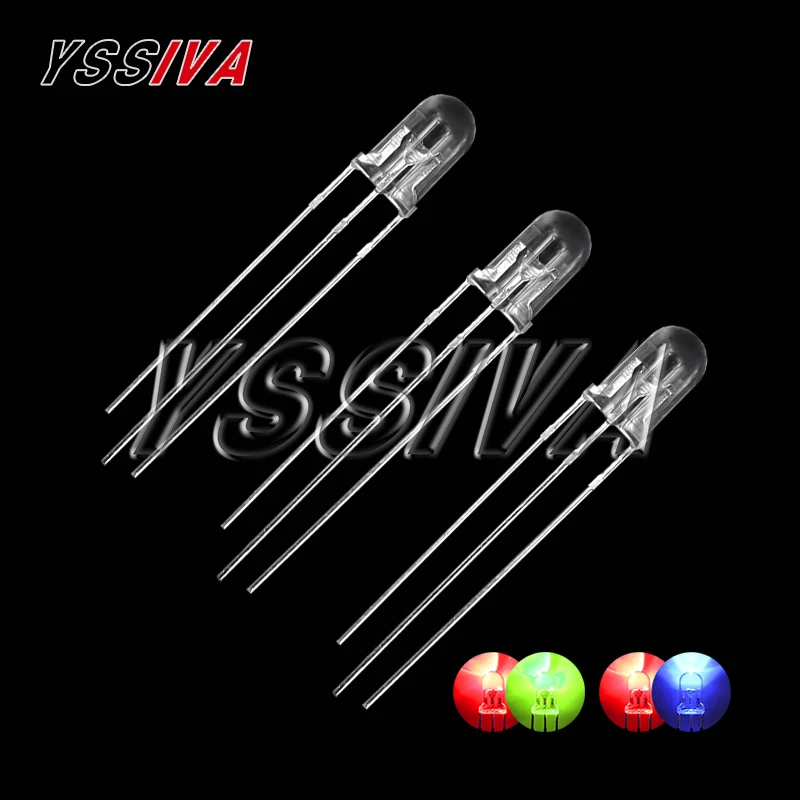 50pcs F5 5MM Round Clear / Fog Two Color Common Anode / Cathode LED Red & Green Red & Blue Bi-Color 3 Pins Light Emitting Diode