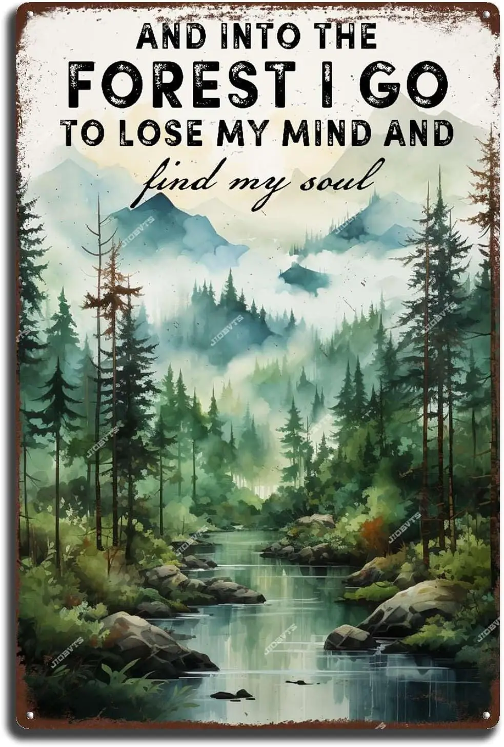 Aluminum Sign Vintage Art Tin Sign And Into The Forest I Go to Lose My Mind and Find My Soul Hiking Girl Retro Metal Tin Si sign