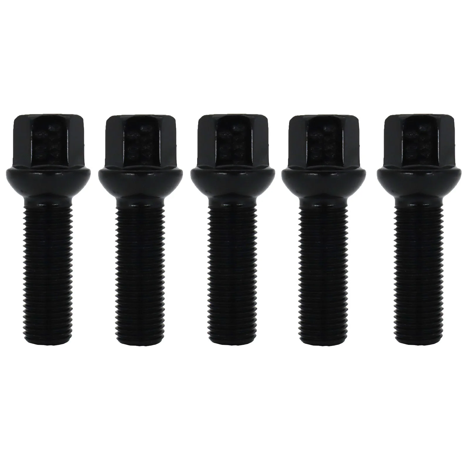 5pcs M14x1.5 Black 60mm Wheel Lug Bolts Nuts Car Accessories Set For VW EOS Fox Polo Mercedes-Benz C180 C200 C250 C280 C300 C350