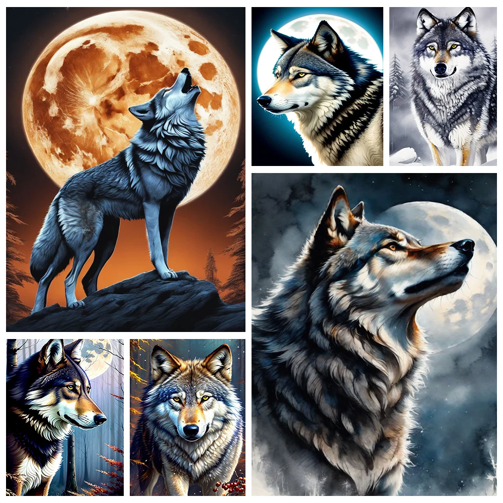 Animal Wolf Diamond Painting Full Round Diamond Mosaic Home Wall Decoration Art Embroidery Cross Stitch Landscape Handmade Gifts