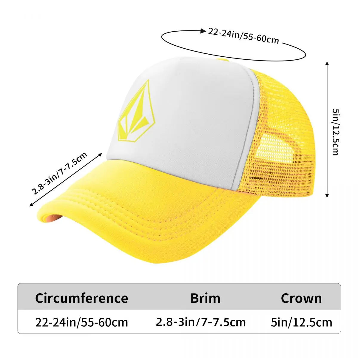 Best Of Yellow Volcom Mesh Baseball Cap Men Women Hip-Hop Trucker Worker Hats Surf Fashion Beach Adjustable Summer Golf Hats