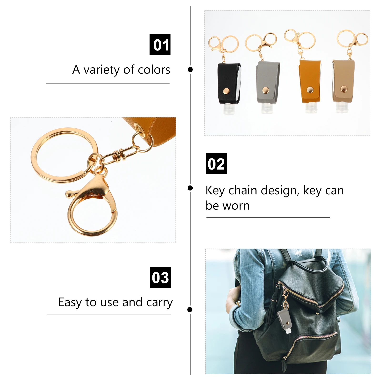 

4pcs Hand Bottle Case Keychain ABS Material Portable Key Ring Cover for Perfume Disinfectant Travel Gift