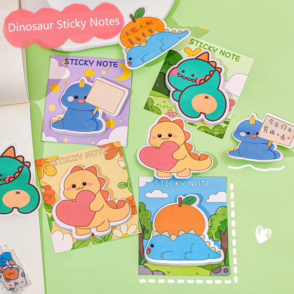 

30 Sheets Cartoon Dinosaur Sticky Notes Memo Notepad Handbook Decorative Note Pad Stationery