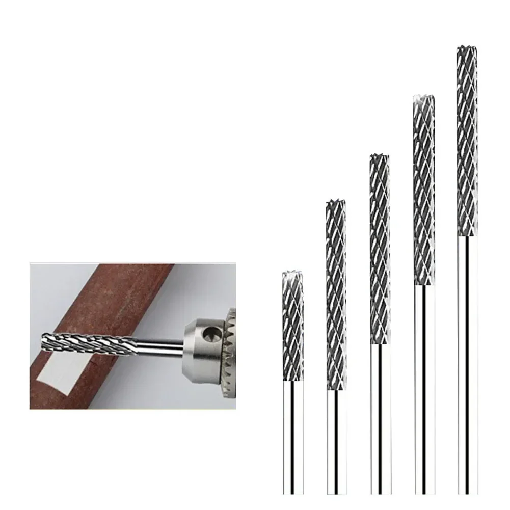 For Rotary Tool 1pc 3mm 1/8 Long Shank Carbide Burs For Milling Cutter Burr Rotary For Metalwork Wood Carving Jewelry