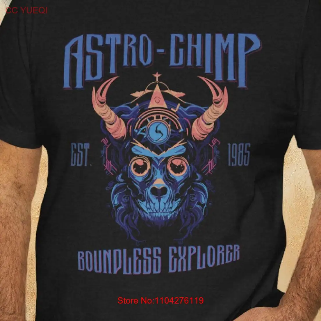 Astro Chimp Customizable T Shirt Gothic Grunge Clothing Psychedelic Primate Trippy Demon Punk Boundless Expolorer