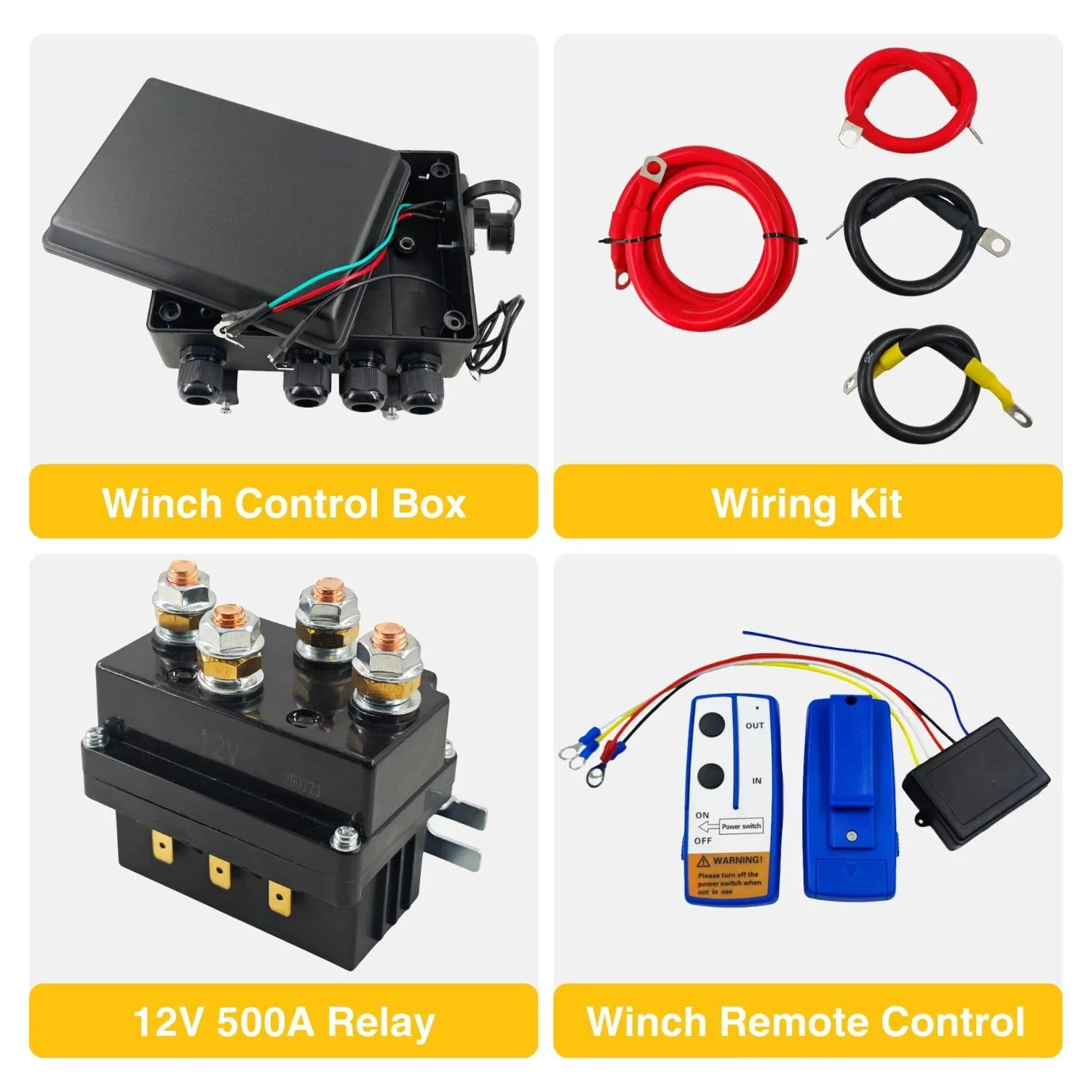 500A 12V Winch Solenoid Relay Kit With Control Box And Wireless Remote For ATV UTV Off Road Recovery Tool