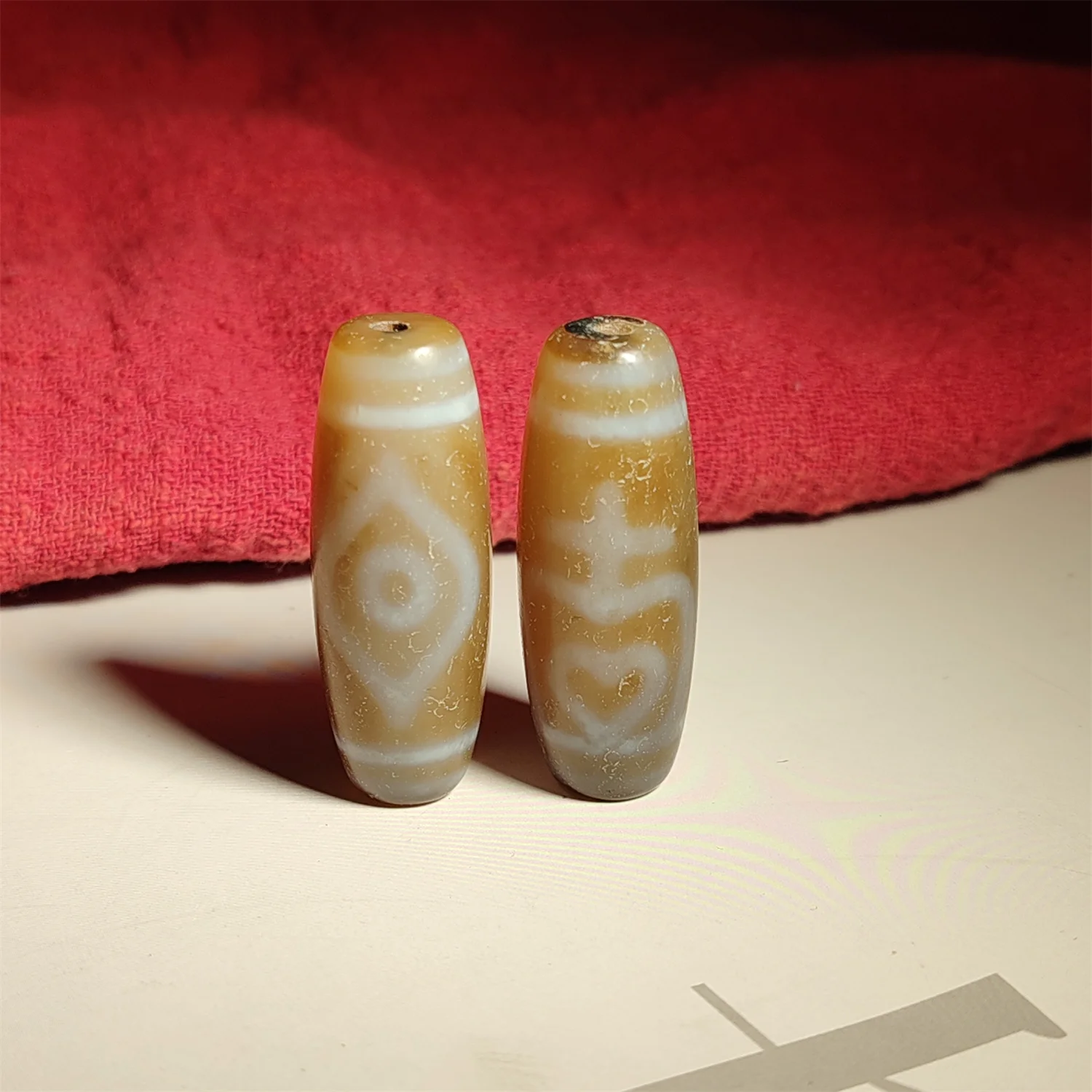 1pcs/lot Natural vase double phoenix eye pattern agate dzi Weathering lines High-grade craft handmade beads Ethnic style