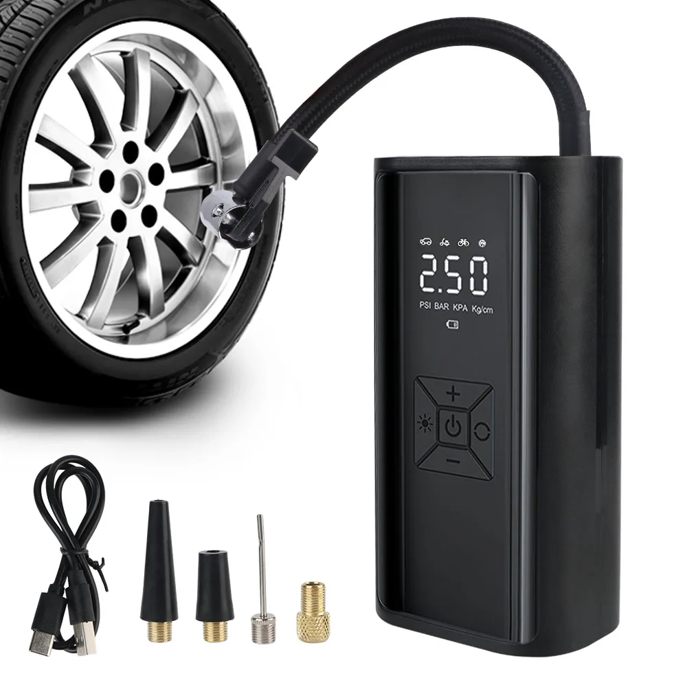 With LED Light LCD Display 150PSI 120W Digital Wireless Air Compressor Portable Tire Pressure Gauge Tire Inflator Air Pump