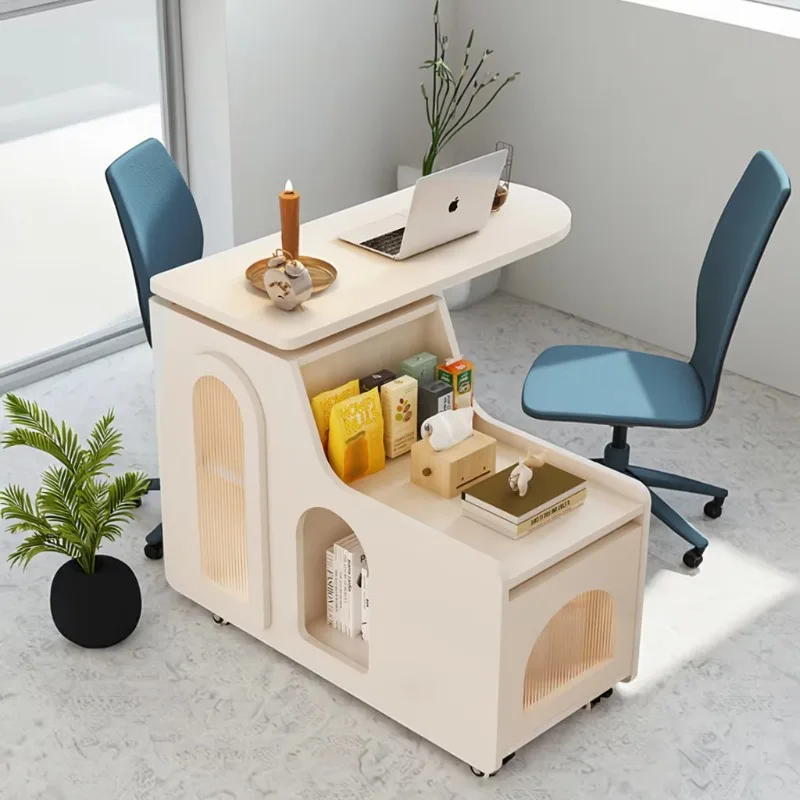 طاولة صغيرة حديثة قابلة للدوران بجانب السرير وأريكة من الخشب الصلب مع مكتب كمبيوتر محمول للاستخدام المنزلي في غرفة النوم #6