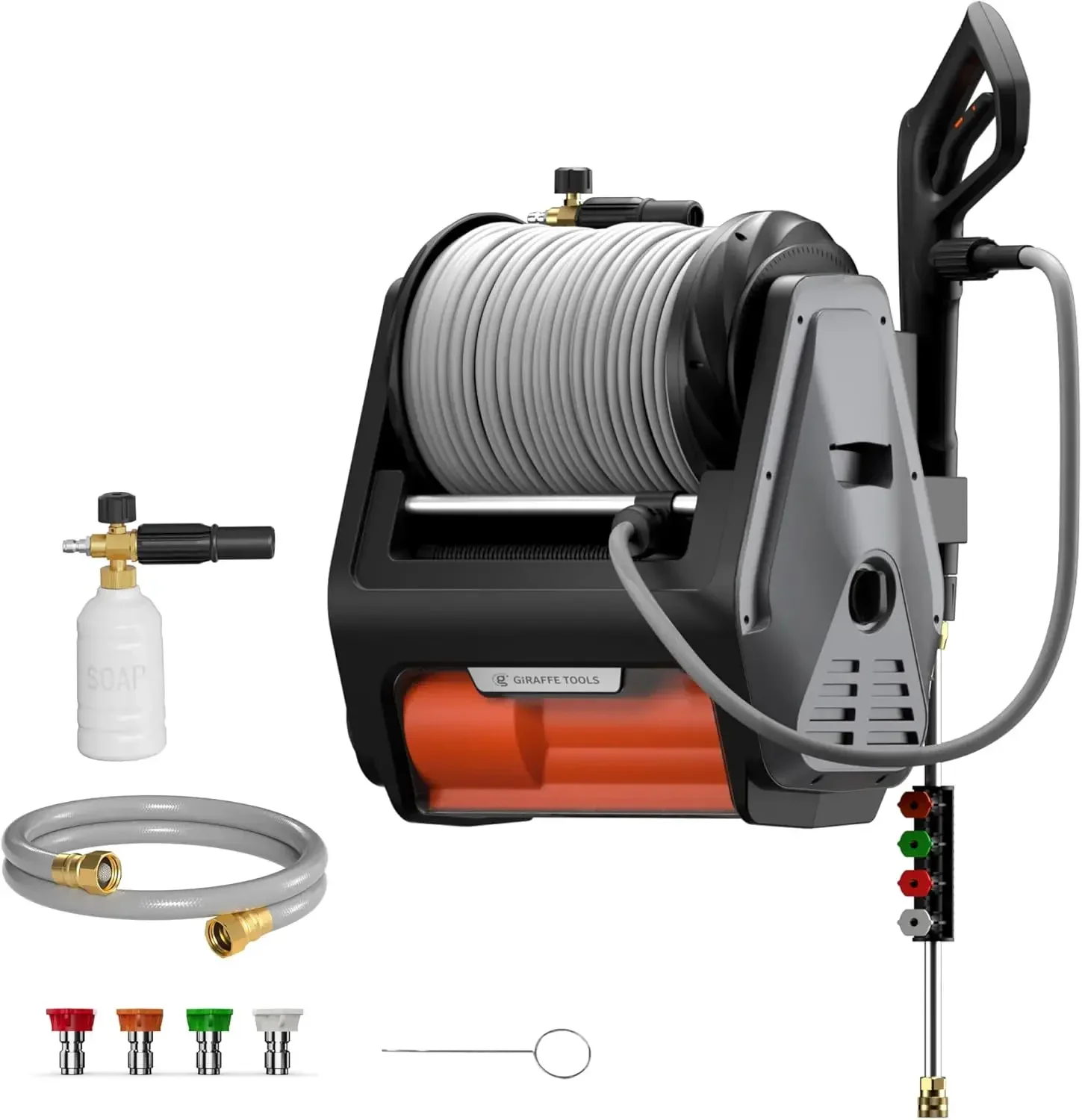 Pressure Washer PRO, Electric Wall Mount Power Washer with 100FT Retractable Pressure Hoses